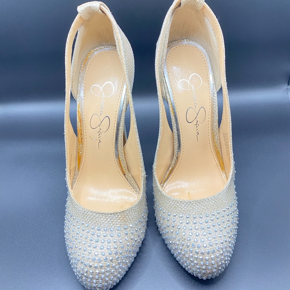 Jessica Simpson studded Silver Heels